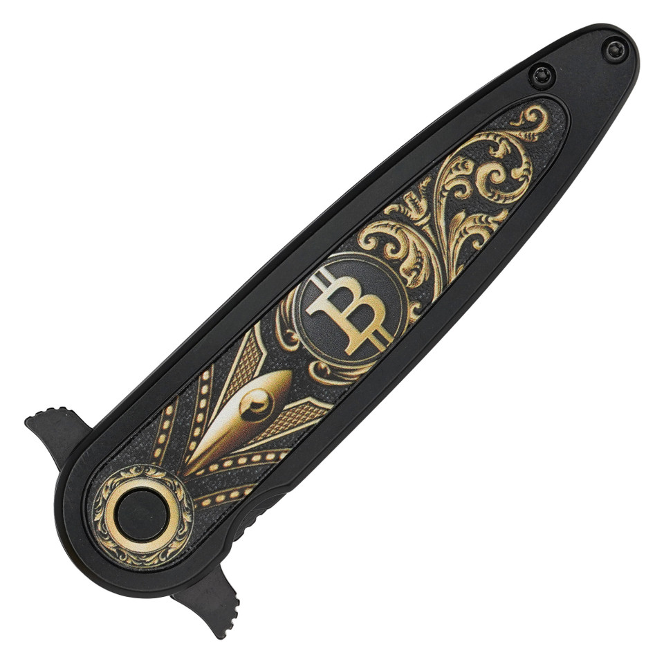 7.75" Black Bitcoin Pocket Knife