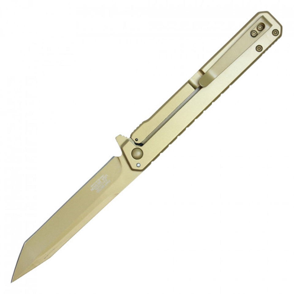 9" Gold 3CR13 Stainless Steel Assisted Pocket Knife w/ Black Handle