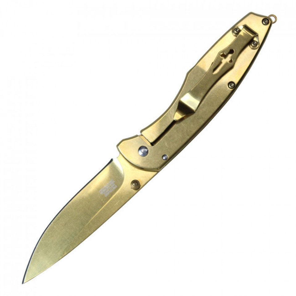 8” Assisted Open Pocket Knife - Gold