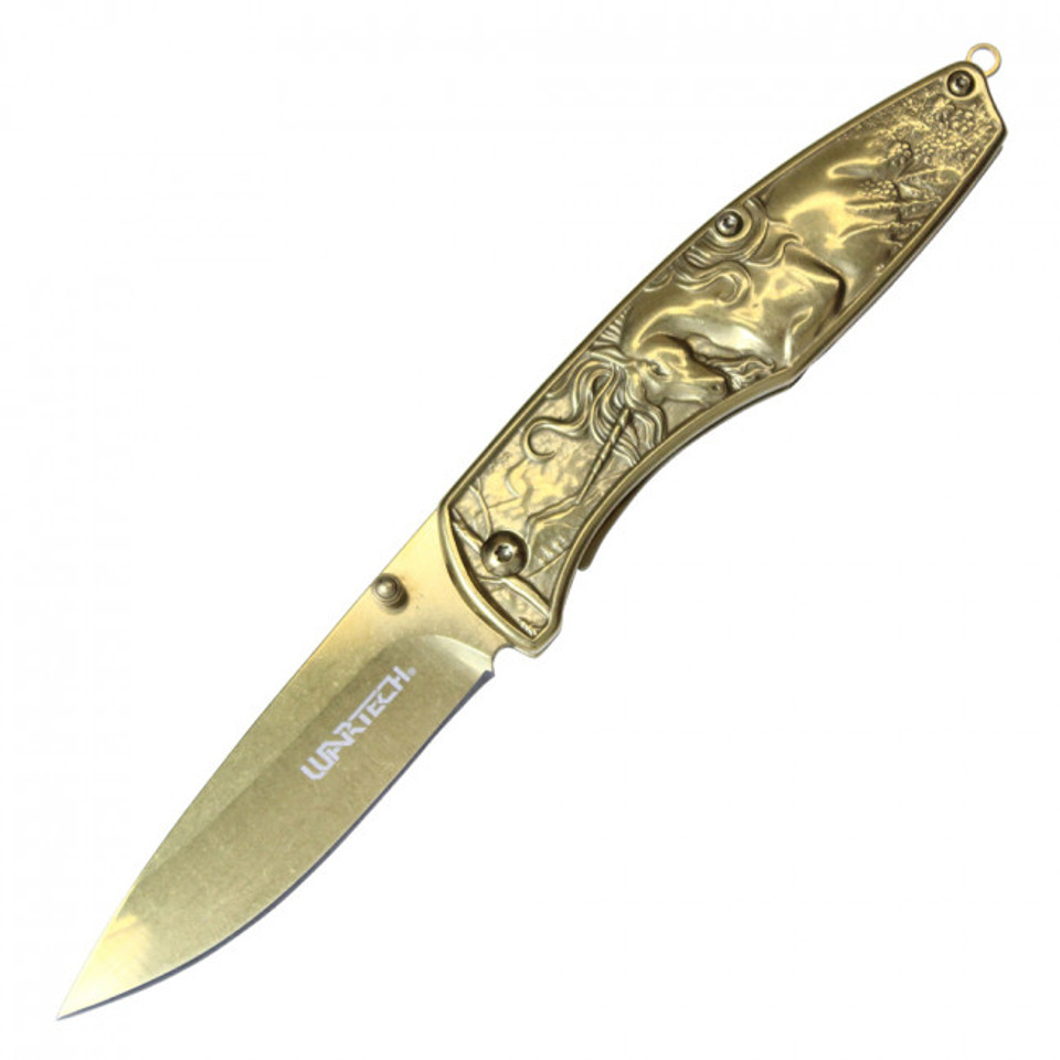8” Assisted Open Pocket Knife - Gold