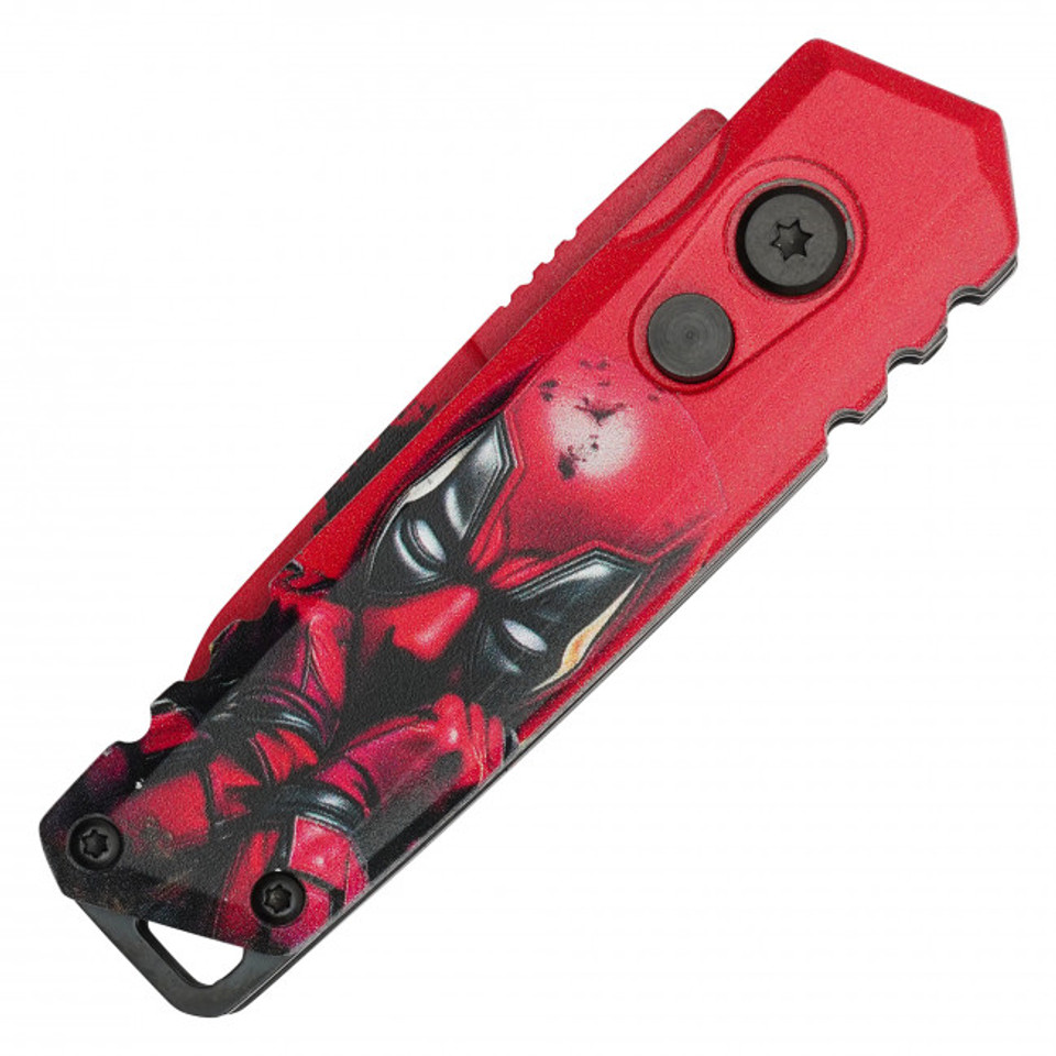 5" Red Hero Push Button Knife - J