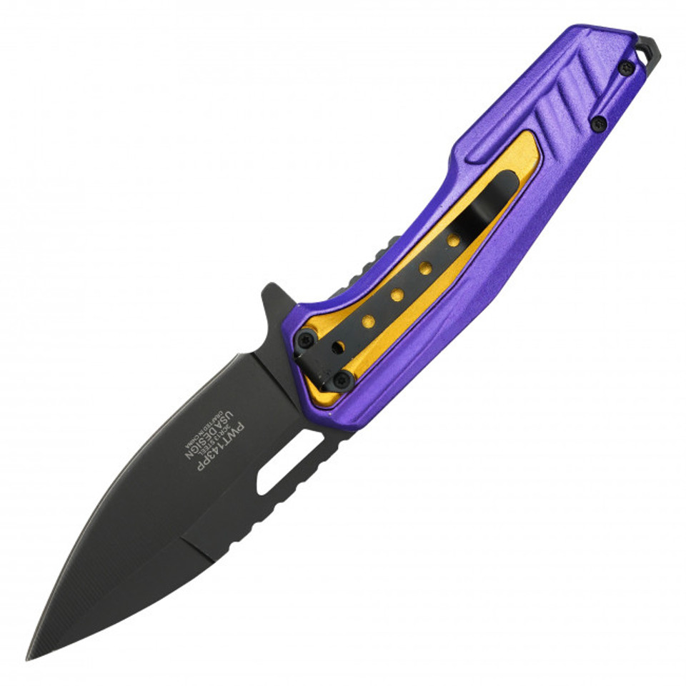 WARTECH - 8" Number 24 Purple & Gold Pocket Knife