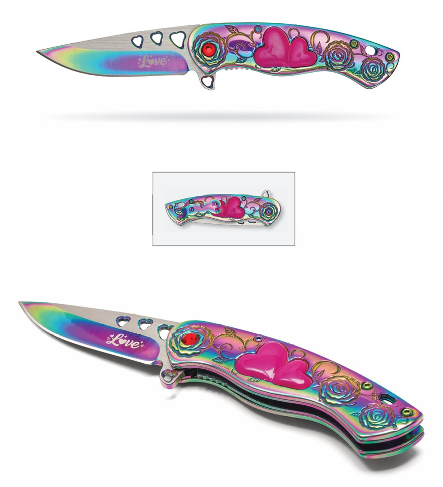 7" Rainbow Love Pocket Knife