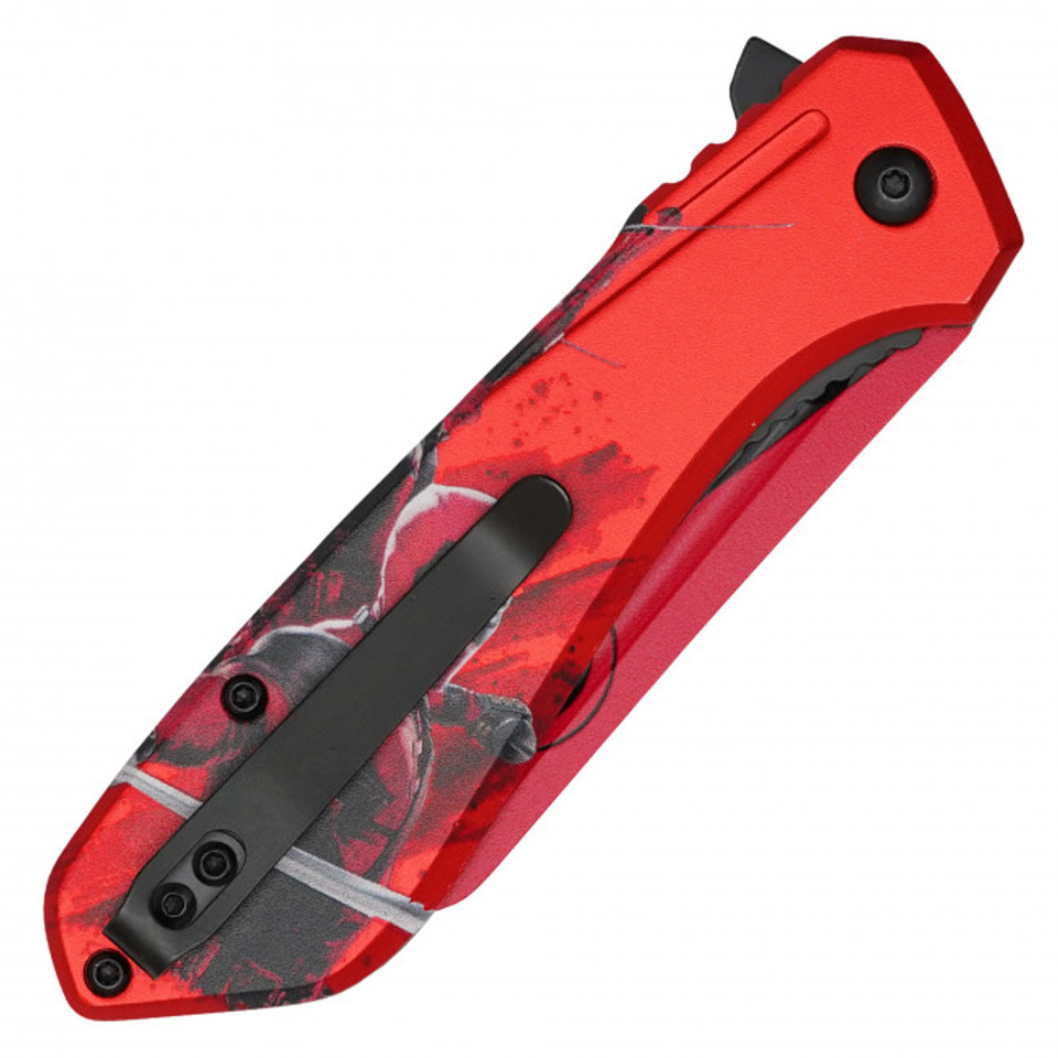 8" Red Mercenary Pocket Knife - K