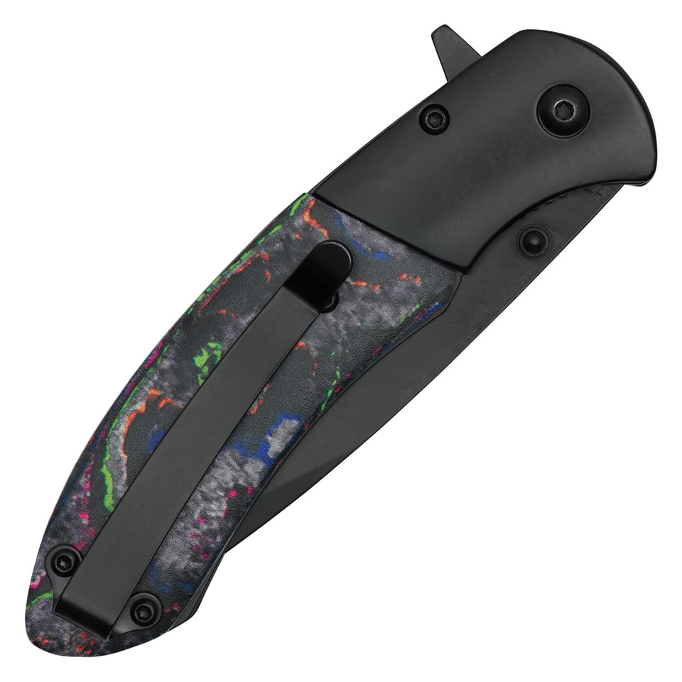 8" Black Marbled Pocket Knife