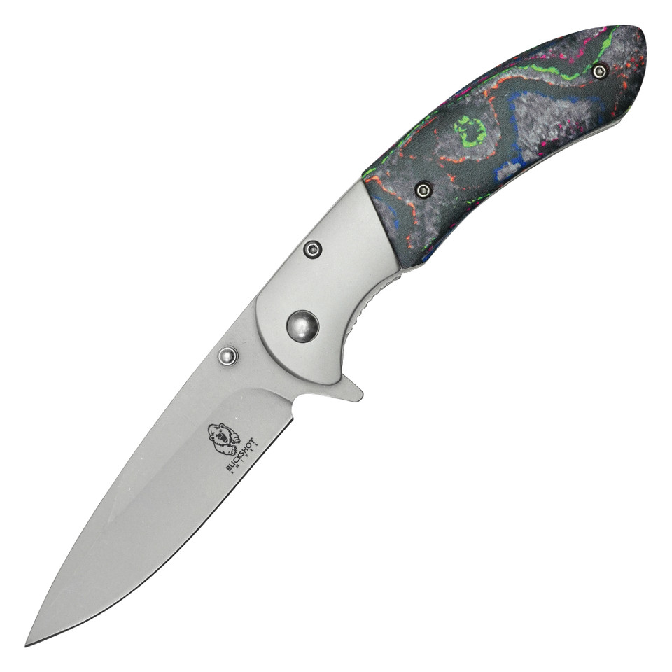 8" Silver Marbled Pocket Knife