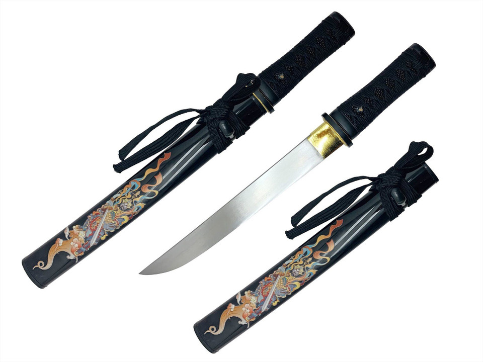 18″ Hand Forged Tanto with ABS Scabbard – Acala Graphic – BLACK