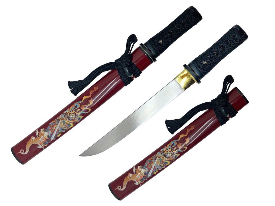 18″ Hand Forged Tanto with ABS Scabbard – Acala Graphic – RED