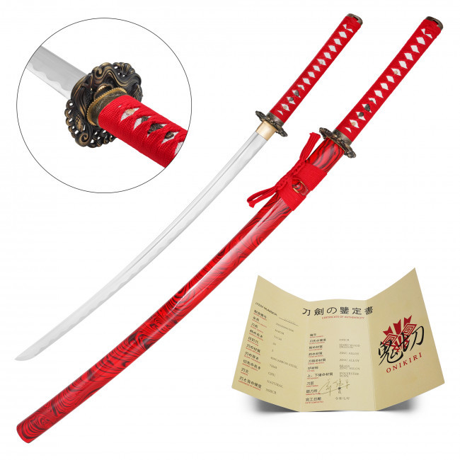 39" Red Carbon Steel Katana