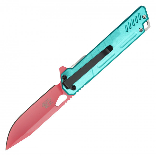 7.75" Red & Cyan Pocket Knife
