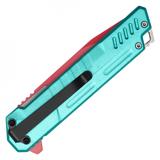 7.75" Red & Cyan Pocket Knife