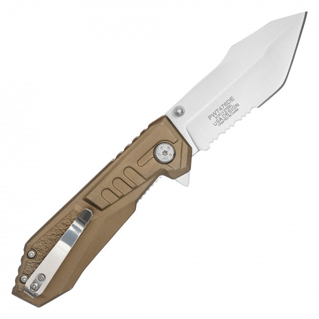 7.75" Brown Serrated Pocket Knife
