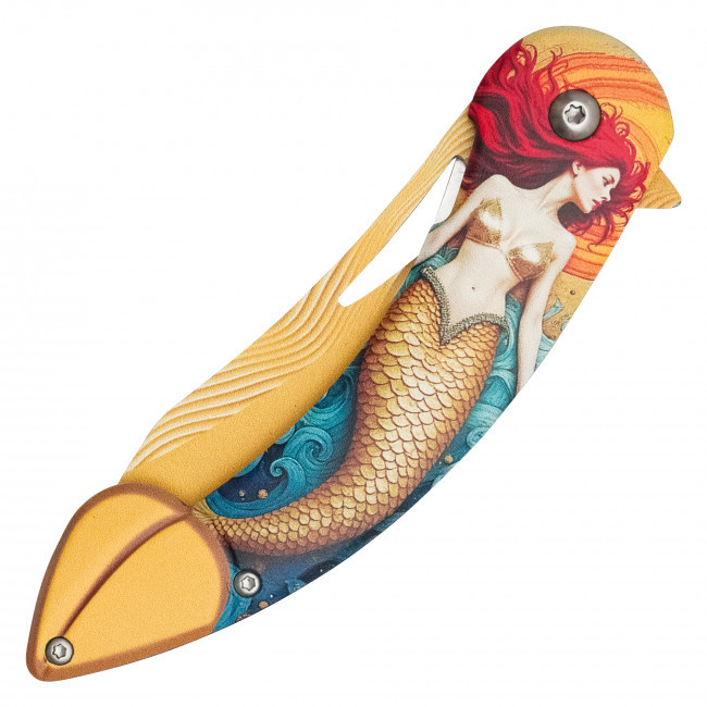 8" Golden Mermaid Pocket Knife