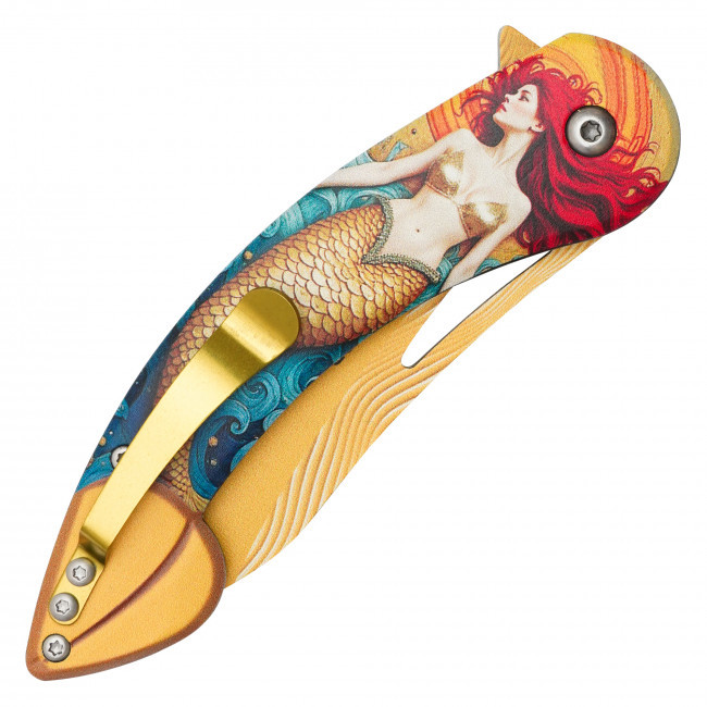 8" Golden Mermaid Pocket Knife