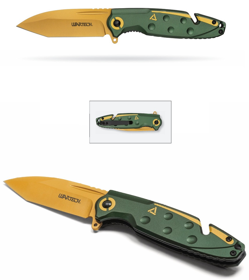 8" Green & Gold Pocket Knife