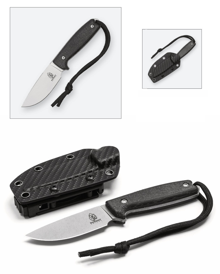 7.25" Black Compact Hunting Knife
