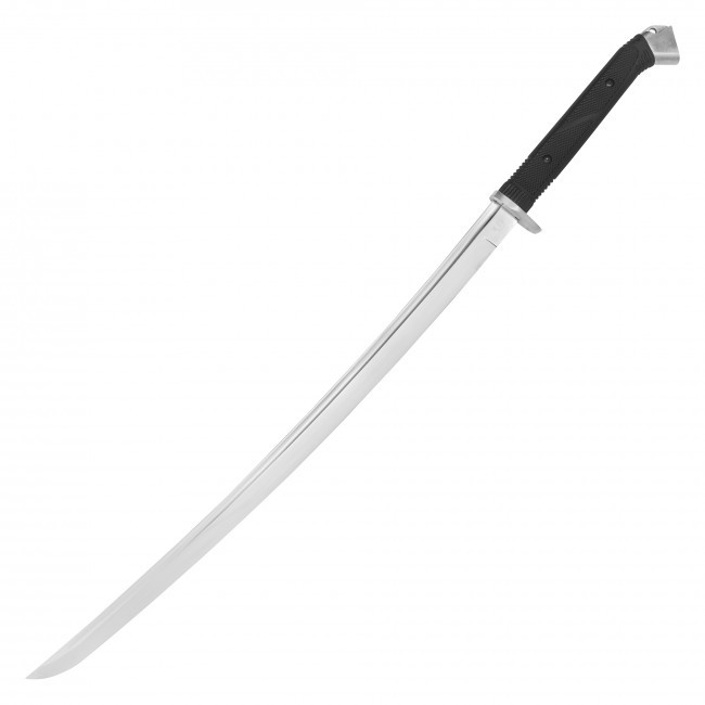 37.75 Inch Silver Tactical Katana with All Black Saya