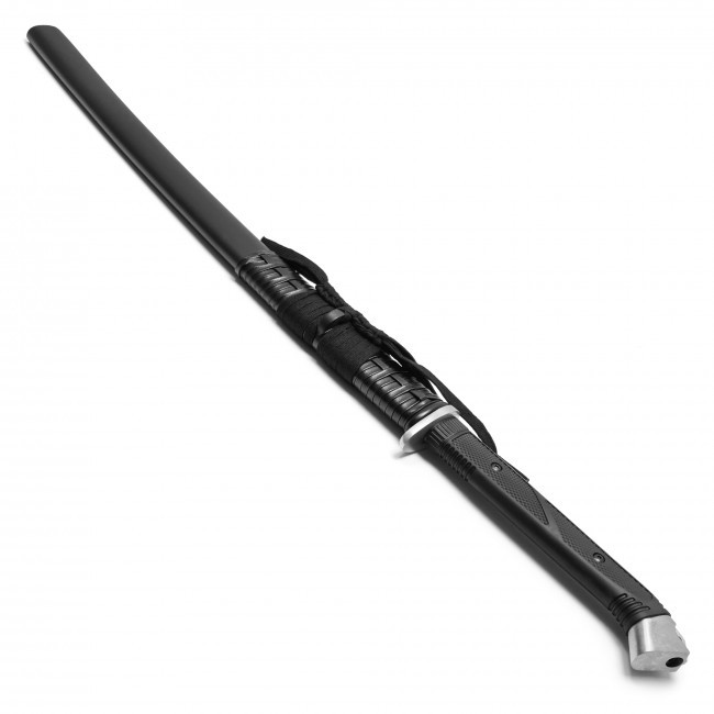 37.75 Inch Silver Tactical Katana with All Black Saya