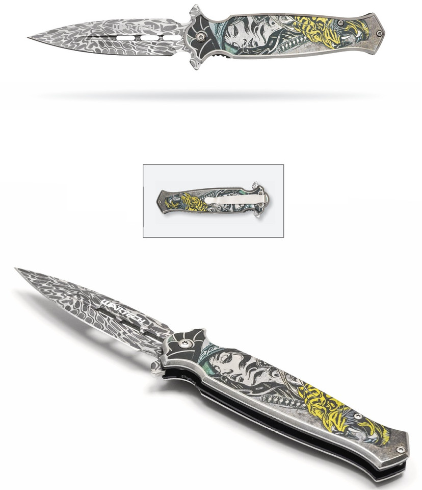 8.25" Tiger Warrior Pocket Knife