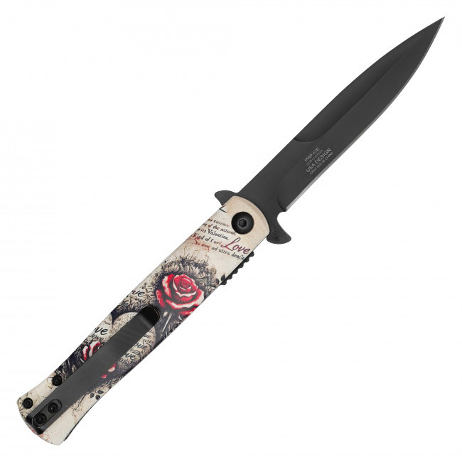 8.25" Vintage Rose Pocket Knife