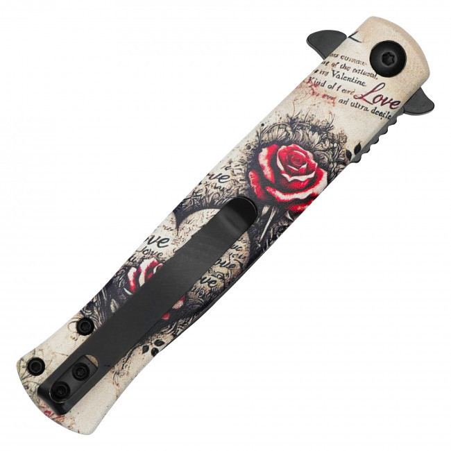 8.25" Vintage Rose Pocket Knife