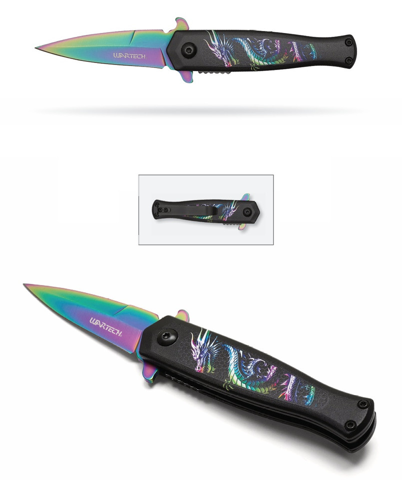 6.25" Rainbow Dragon Pocket Knife