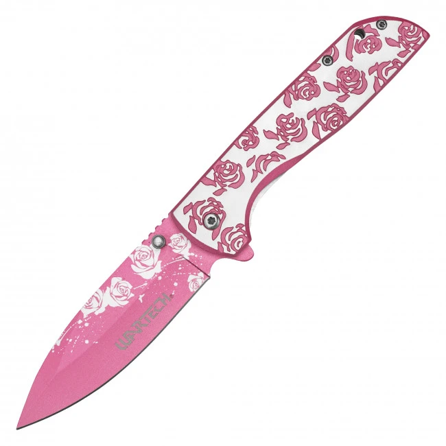 8.25" Pink Rose Pocket Knife