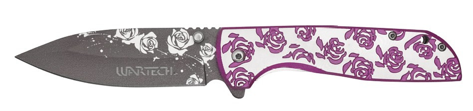 8.25" Purple Rose Pocket Knife