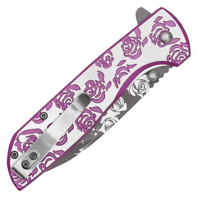 8.25" Purple Rose Pocket Knife