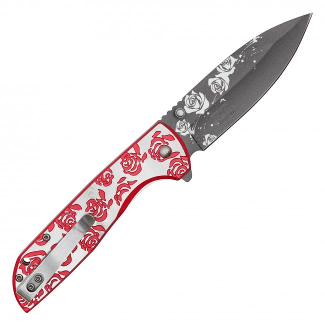 8.25" Red Rose Pocket Knife