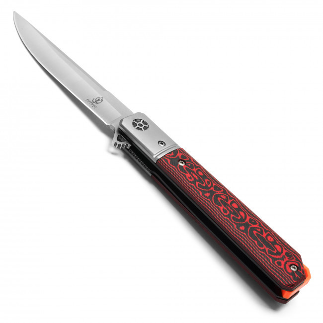 8.5" D2 Red Ripple Pocket Knife