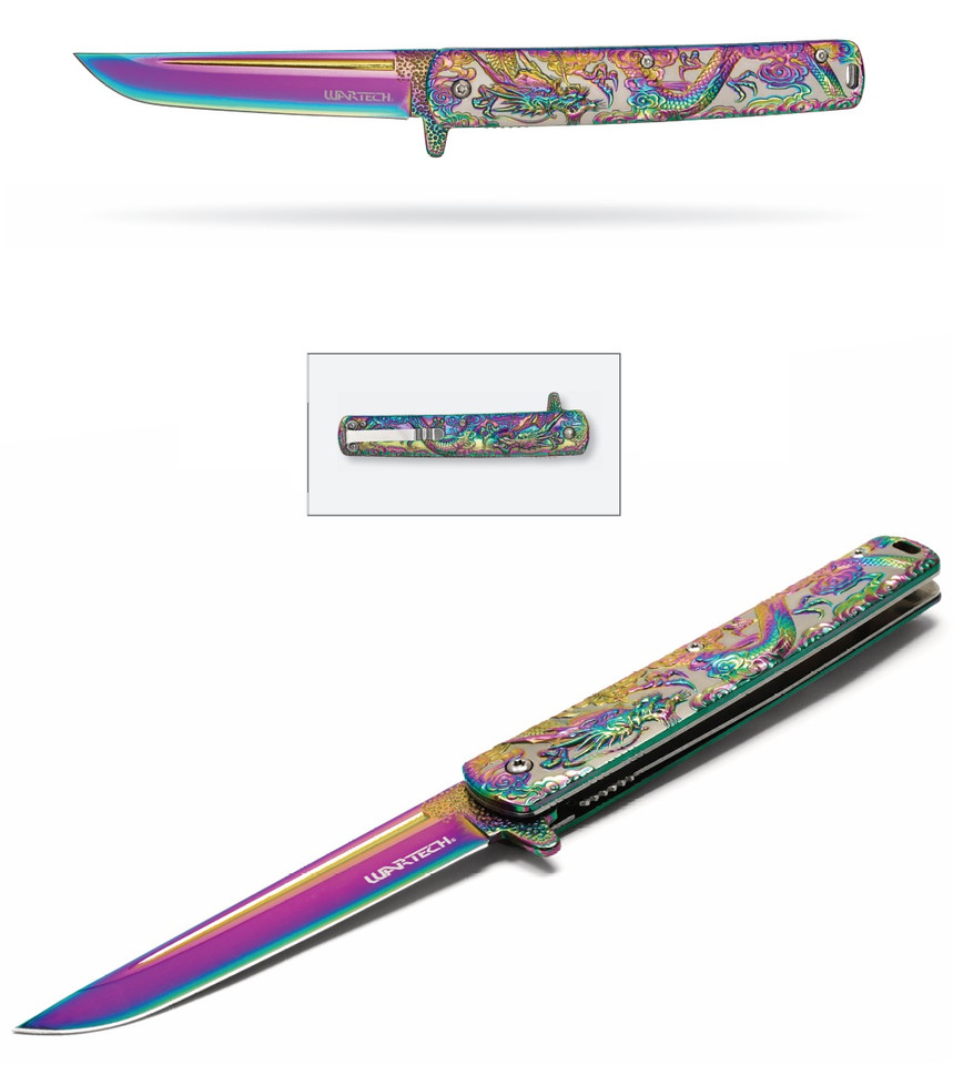 9" Rainbow Dragon Pocket Knife