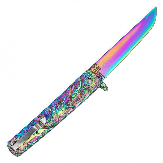 9" Rainbow Dragon Pocket Knife