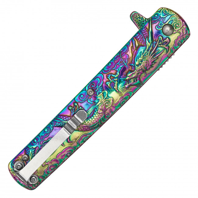 9" Rainbow Dragon Pocket Knife