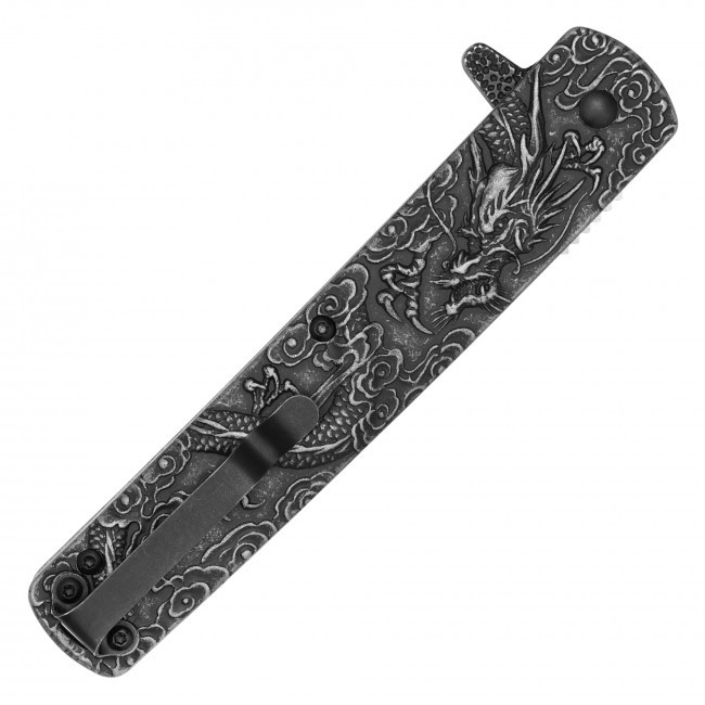 9" Stonewashed Dragon Pocket Knife