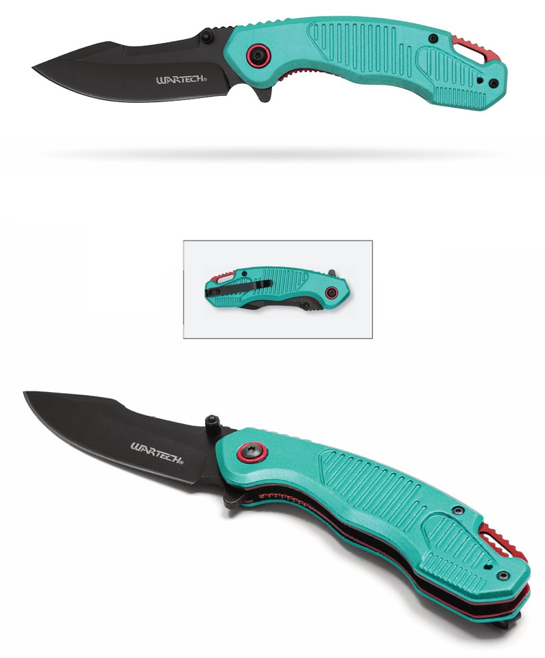 7.75" Blue Ribbed Pocket Knife