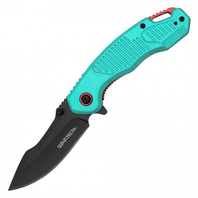 7.75" Blue Ribbed Pocket Knife
