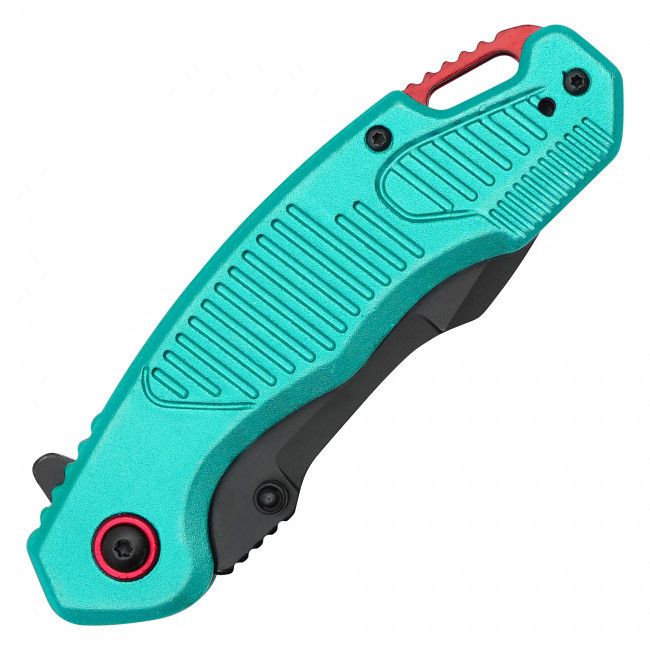 7.75" Blue Ribbed Pocket Knife