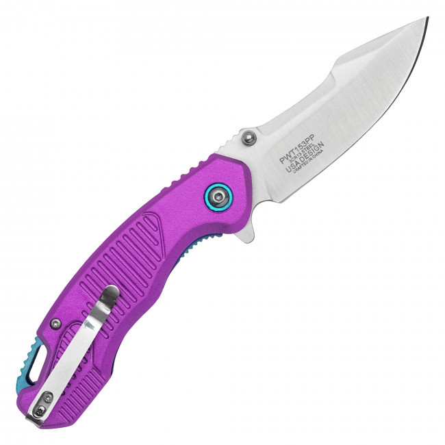 7.75" Purple Ribbed Pocket Knife