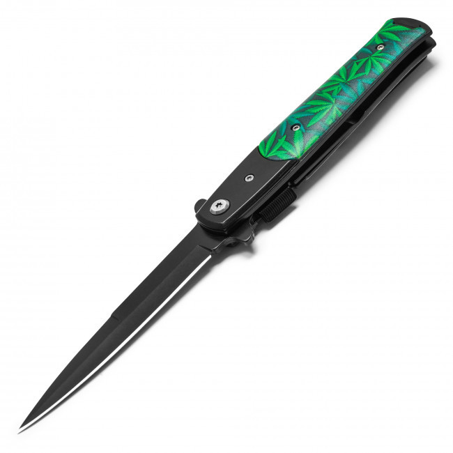 8.75" Green Leaf Stiletto Pocket Knife