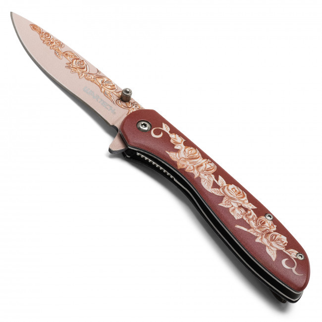 8" Brown Rose Pocket Knife