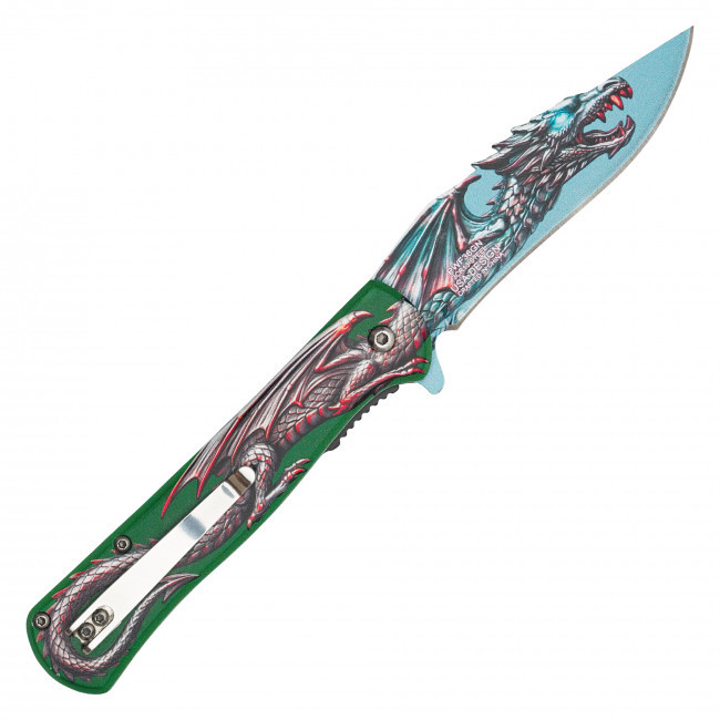 8" Emerald Dragon Pocket Knife