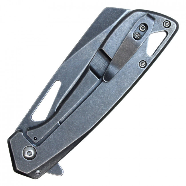 8" Stonewashed Assisted Open Pocket Knife w/ Gold Accent