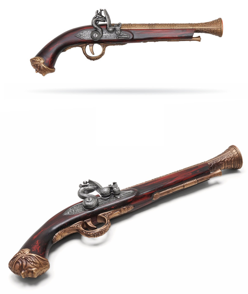 15.25" X 5" Antique Flintlock Pistol