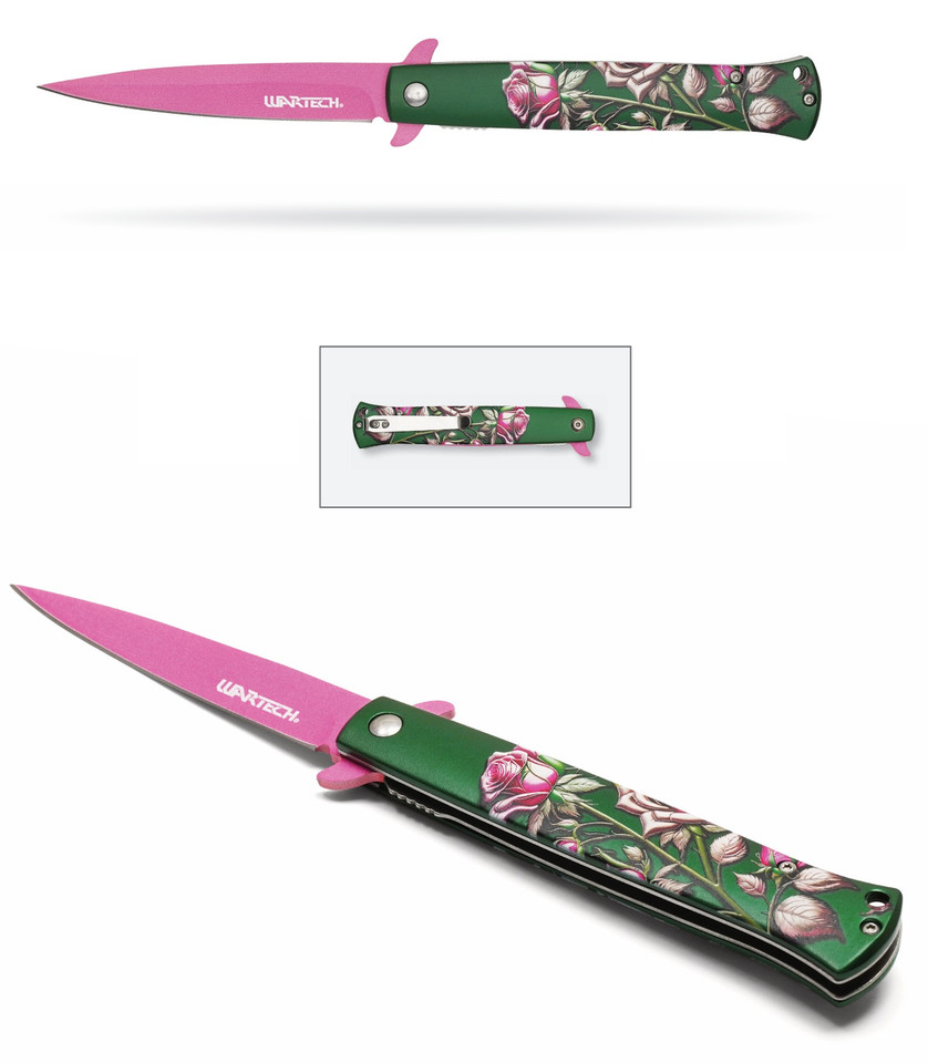 9" Garden Rose Stiletto Pocket Knife