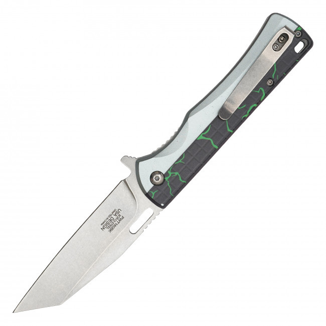 8" Blue Geometric Pocket Knife