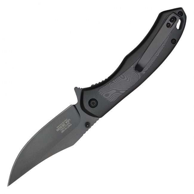 8" Black Damascus Pocket Knife
