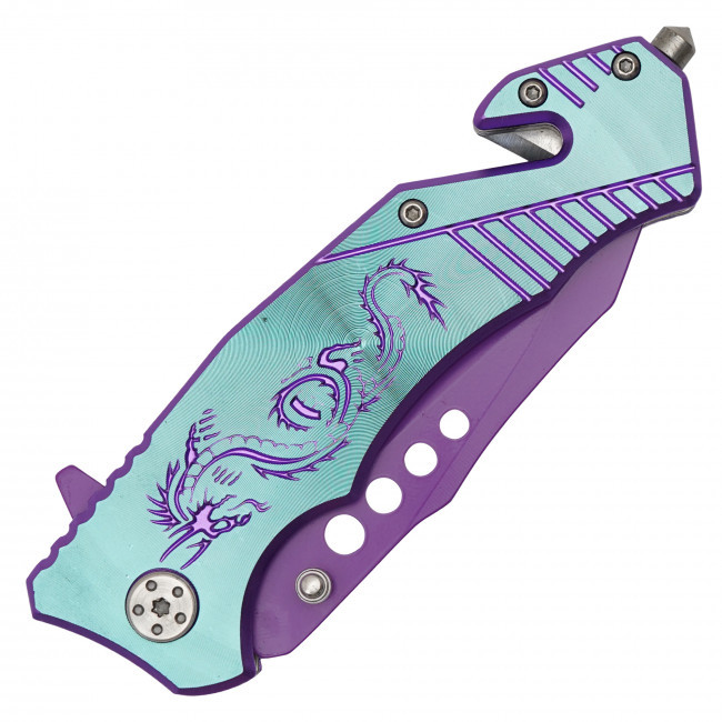 8" Purple Dragon Pocket Knife