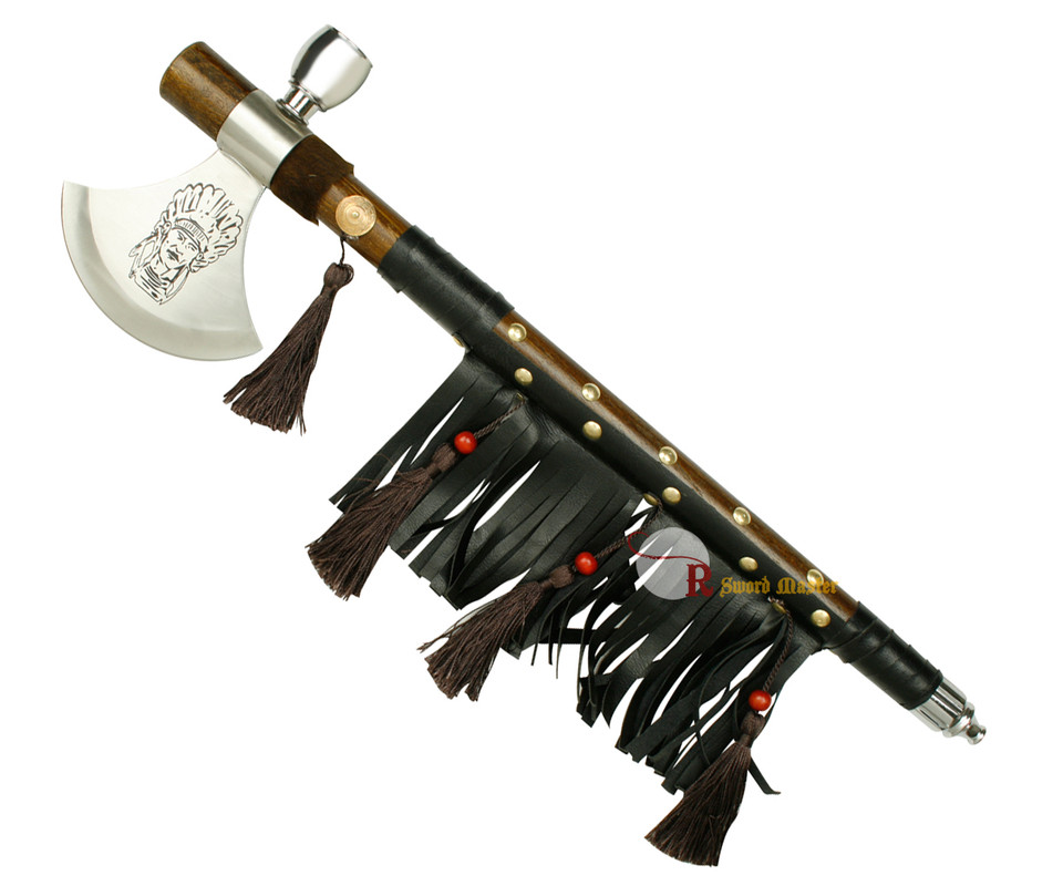 Tomahawk Hatchet Native Indian Chief Axe Functional Smoking Tabacco Peace Pipe