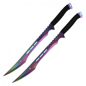 27 Fantasy Master Full Tang Rainbow Ninja Sword With Throwing Knives